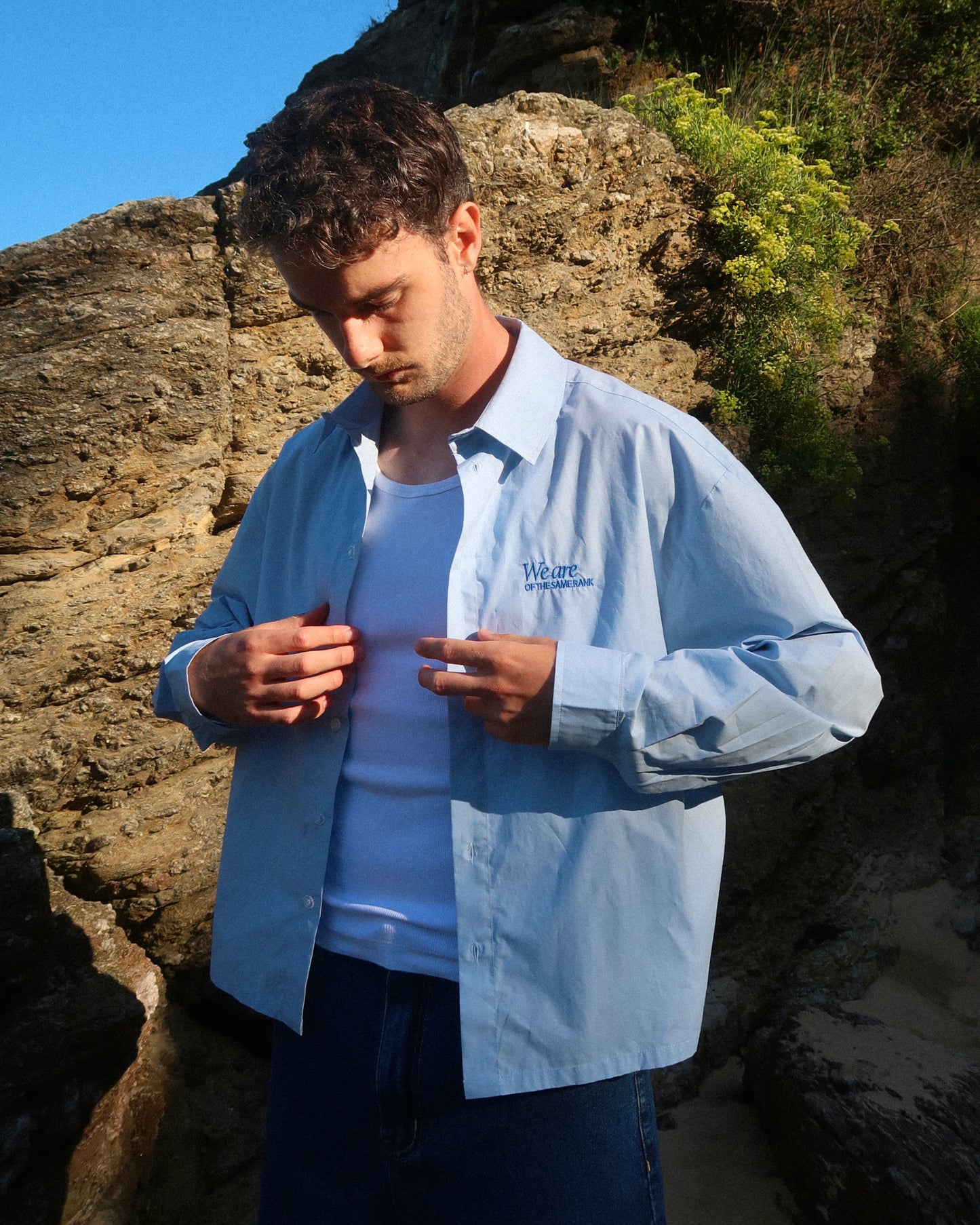 Chemise boxy bleu