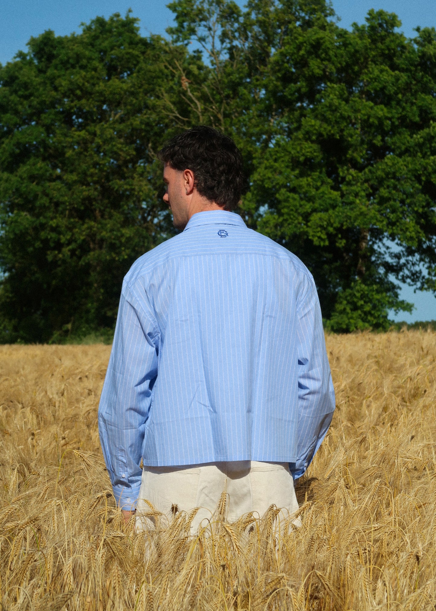 Chemise boxy bleu manches longues