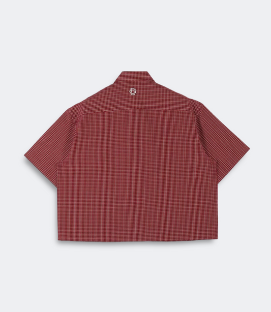 Chemise boxy rouge manches courtes