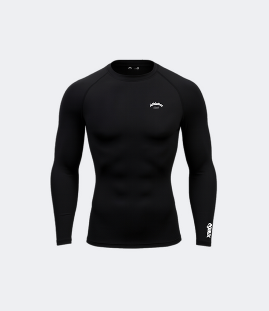 T-shirt compression noir athletics club manche longue